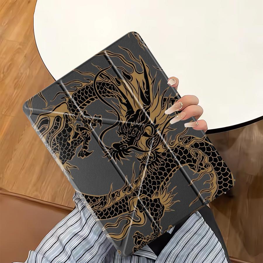 Housse Cool Dragon Support Étui Tablette Pour iPad Pro 2025 Mini 6 7 Air 4 5 M3 M2 1 2 M4 11pouces Pro 11ème 10ème 9ème 8ème 7ème 12.9pouces