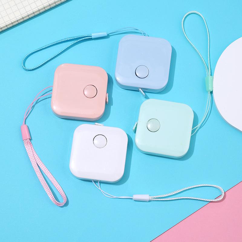 Nordic Macaron Color Portable Square Tape Measure with Lanyard - Automatic Retractable Soft Ruler for E-commerce and Waist Measurement