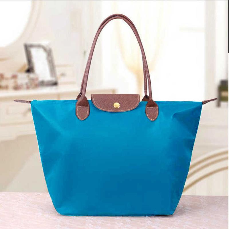 Lucky Black Cat Strandtas Mode Dames Handtas Tote Schoudertassen Vrouwelijk Waterdicht Dumplings Opvouwbare Boodschappentas S meer blauwe kleur