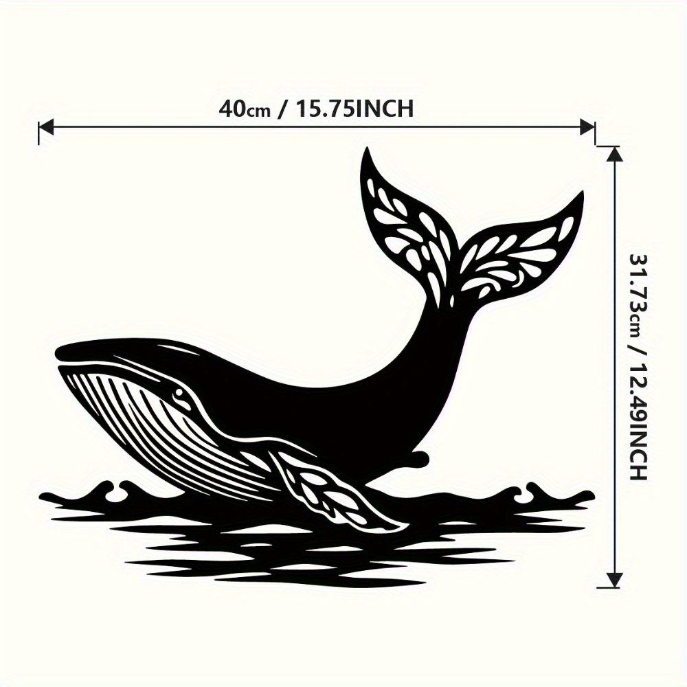

Horizontal Modern Metal Whale Wall Sculpture 3D Deep Sea Iron Ocean Theme Decor, Marine Hanging for Living Room Christmas Gift Nautical 16in