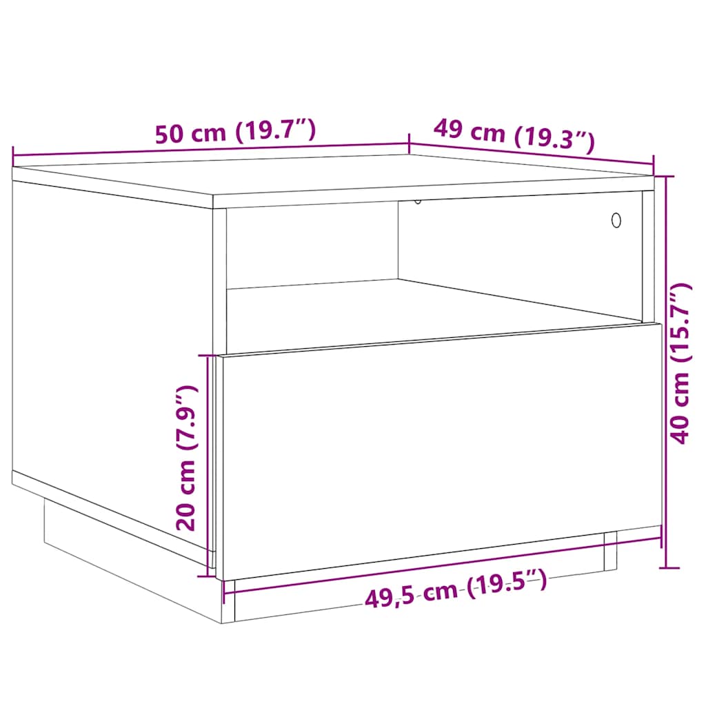 LED Coffee Table In Smoked Oak 50 X 49 X 40 Cm
