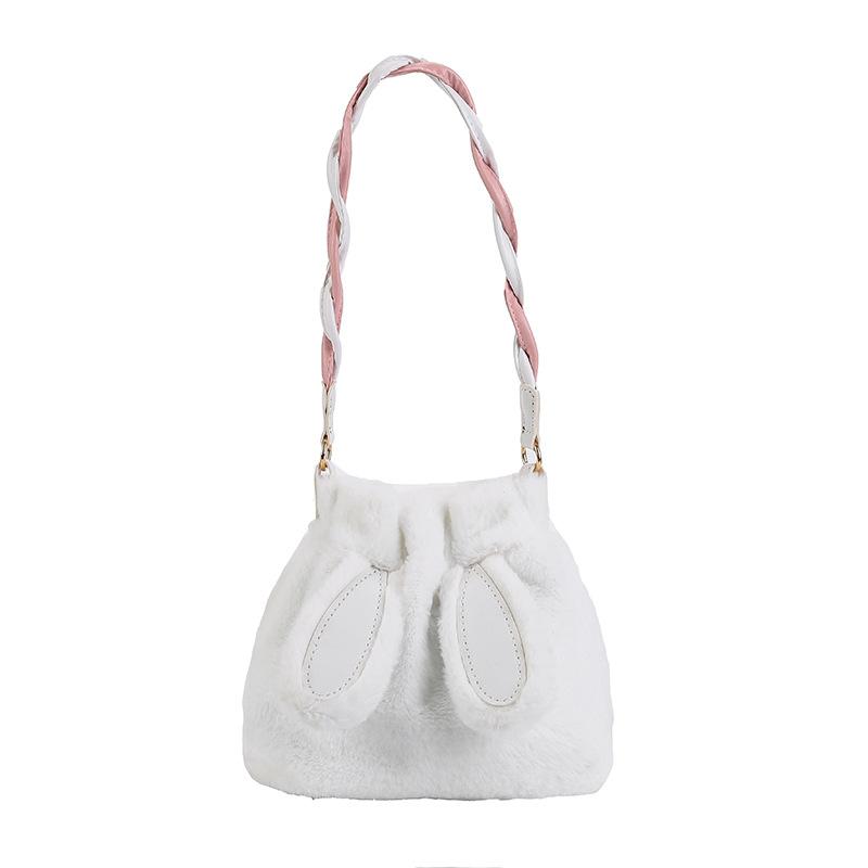 Bag New Oblique Span Shoulder Bag Hair Rabbit Korean Version Versatile Trend Retro Women's Bag Handmade Material Bag