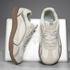 Men's Lace-Up Lightweight Comfortable Leather Patched Daily Work Wide Palm Rubber Sole Casual Sports Shoes