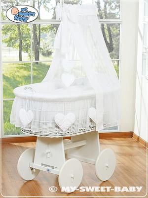 Moses Basket with Canopy - Amelie White