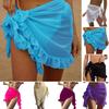 Cover Up Skirt Pure Color Loose Fit Lace-Up Design Quick-Drying Bikini Cover Up Ruffle