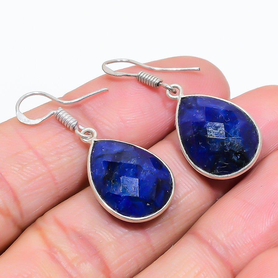 

Blue Jade Gemstone Handmade 925 Sterling Silver Jewelry Earring 1.42 GK-6244