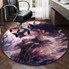 1pc Anime Design Round Carpet Office Chair Mat with Fantasy Wolf and Princess Print, Home Decor, Seasons Universal