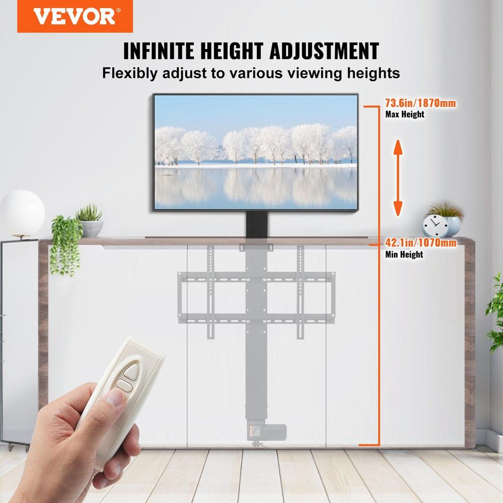 TV Lift Stand Motorized TV Auto Lift Mount Bracket for 26"-60" Flat Screen LCD/LED/OLED Plasma TVs Heavy Duty Electric TV Mount Motorised TV Lift