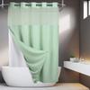 No Hooks Required Dotted Waffle Weave Shower Curtain with Snap In Liner - 71W X 74H,Hotel Grade,Spa Like Bath Curtain,Gray