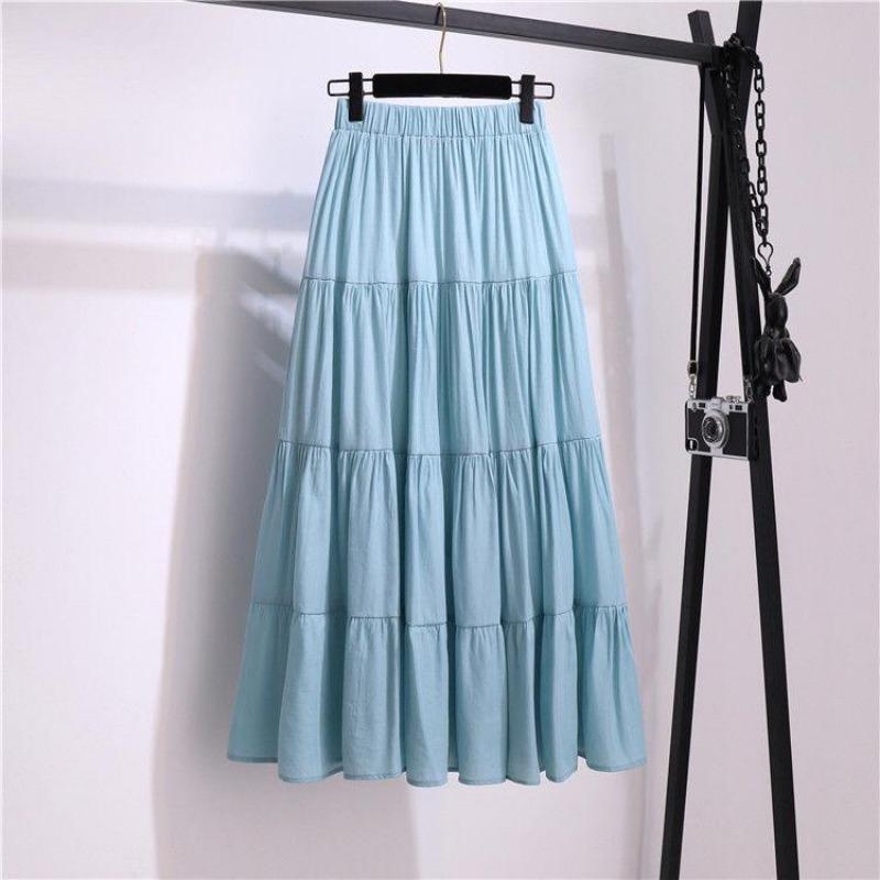 DX~~ New Spliced Cotton and Linen Skirt, Literary Fresh Long Skirt, High-waisted and Versatile, A-line Swing Skirt, Casual Skirt