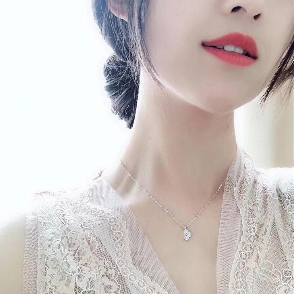 Exquisites Mini-Kleeblatt-Diamant-Halskette - Einfache, vielseitige Schlüsselbein-Kette für Damen