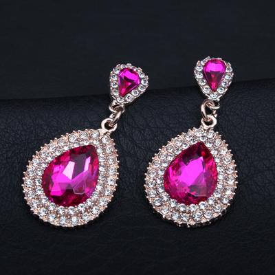 Simple, Crystal Water Drop Gemstone Earrings Fashion Temperament Versatile Earrings Jewelry