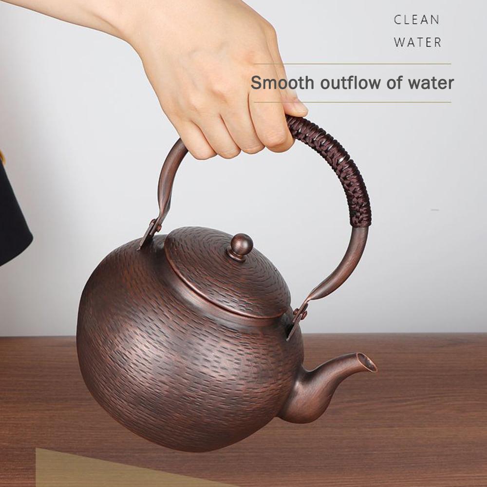 Chinese Style Red Copper Kettle, High-Capacity Boiling Tea Pot, Handmade Thickened Copper Pot For Brewing Tea, Health Tea Set