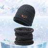 Getinfit 1Pcs Winter Velvet Thickened Warm Woolen Hat  2-Piece Windproof Cold Proof Scarf Integrated Knitted Hat Woman Men