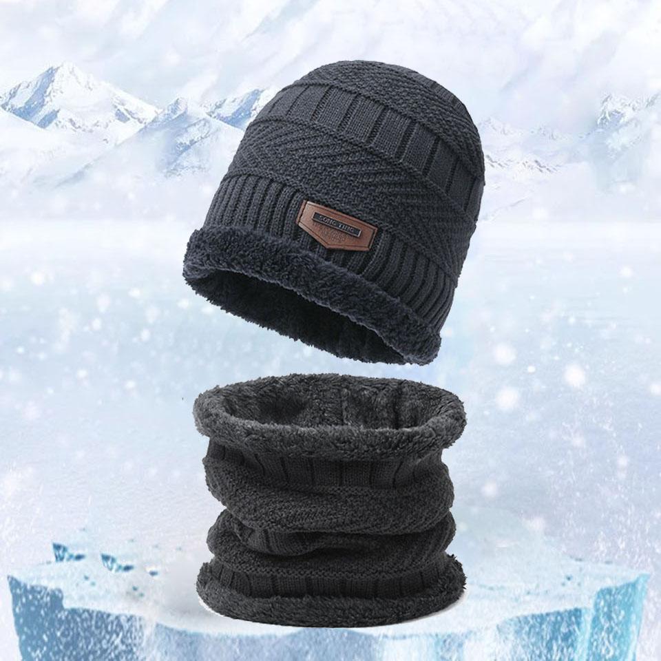 Getinfit 1Pcs Winter Velvet Thickened Warm Woolen Hat  2-Piece Windproof Cold Proof Scarf Integrated Knitted Hat Woman Men