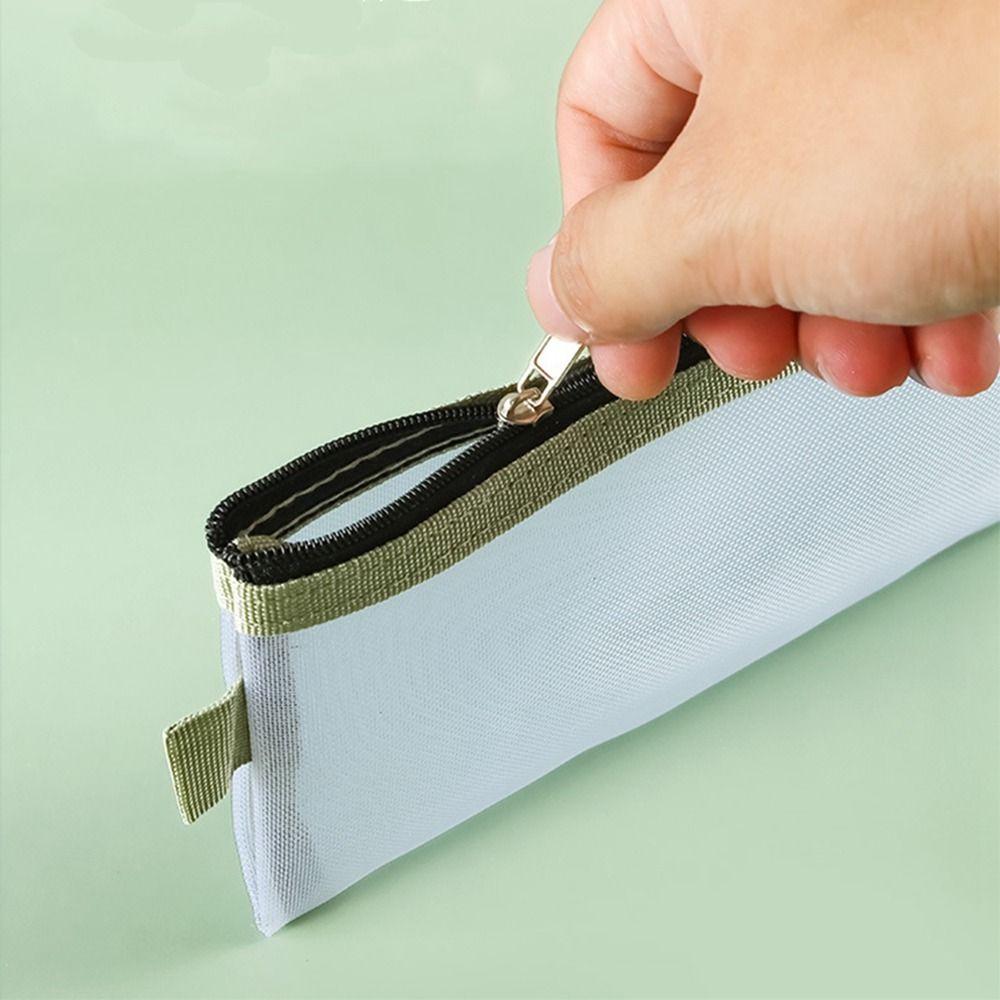 Cosmetic Bag Small Wallet Mesh Storage Bags Transparent File Bag Grid Pencil Bag Stationery Bag