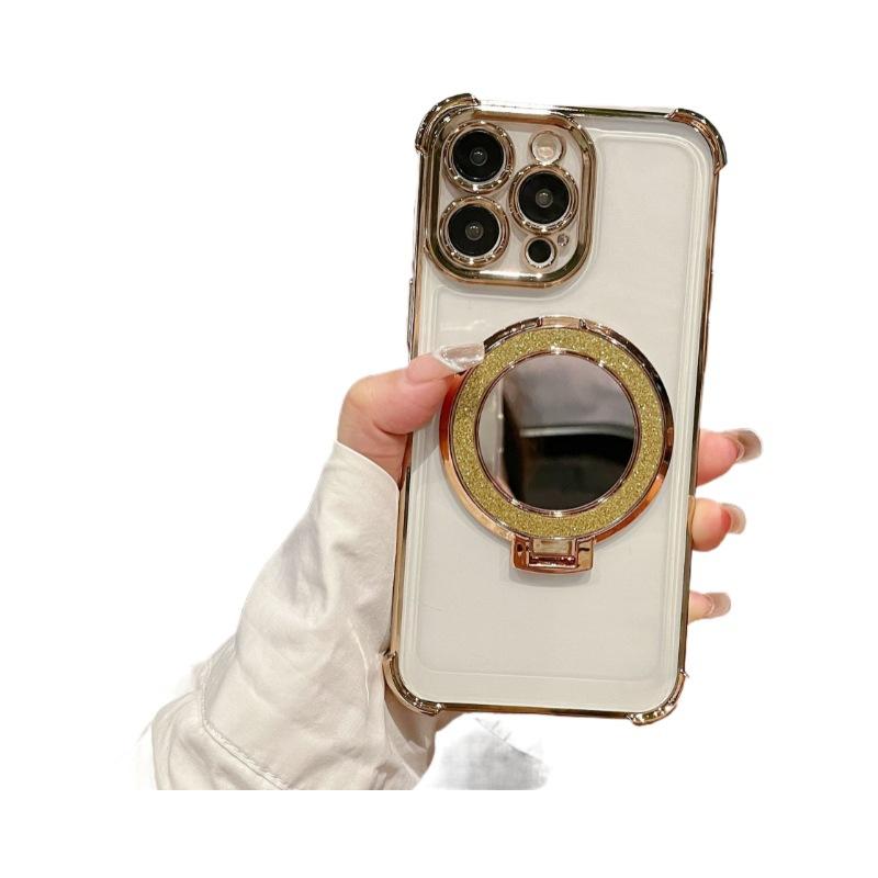 New Flash Powder Magnetic Suction Mobile Phone Holder Light Luxury Mobile Phone Case Xsmax Apple 15 Electroplated Anti Fall IPhone 14pro