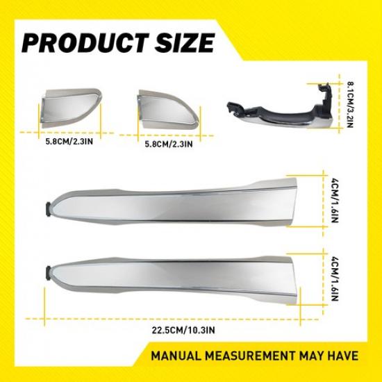 2X Rear Left&Right Side Chrome For 16-21 Hyundai Tucson Exterior Door Handle EXV