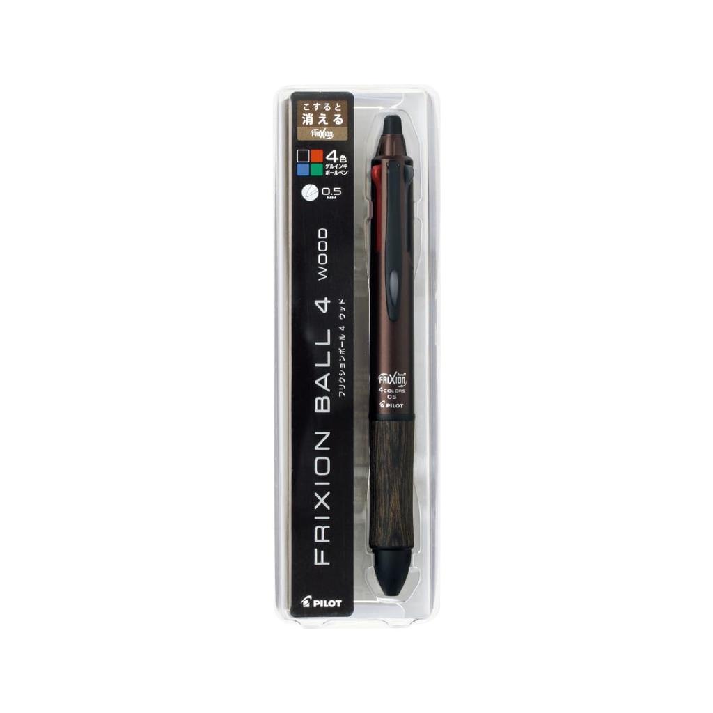 PILOT Multicolor Ballpoint FriXion Ball 4 LKFB3SEFBN Pen, Wood, 0.5mm, Brown,