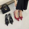 High Heels Spring New Fashion Bag Head Empty Sweet Bow Thin Heel Pointed High Heel Sandals