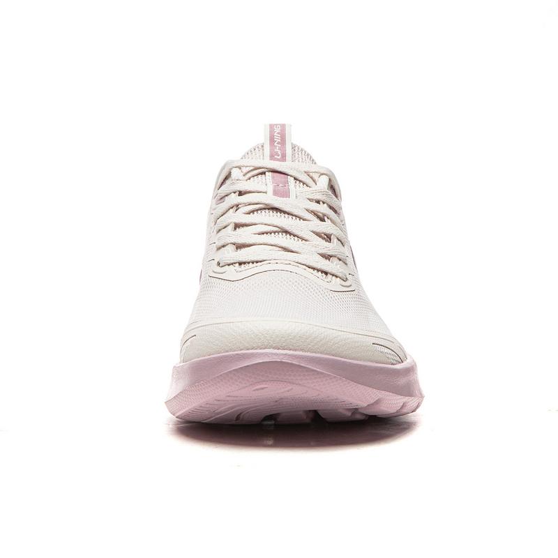Li-Ning Fashionable Breathable Soft Rebound Running Shoes Women Sneaker White-Sand-Gray Quartz-Pink ARSW118-3