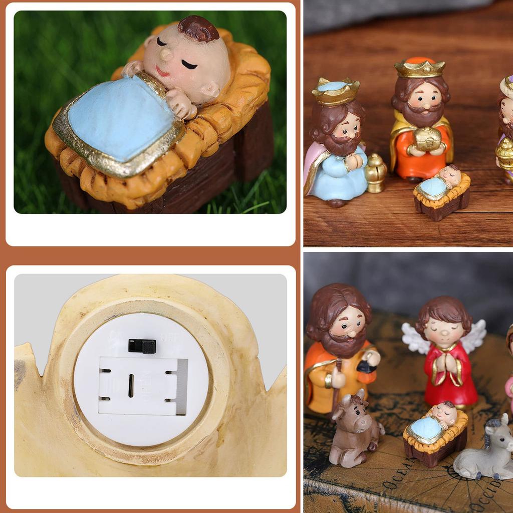 Colorful Nativity Scene Figurine Set Cute Animals Rugged Lightweight  Reliable Mini Christmas