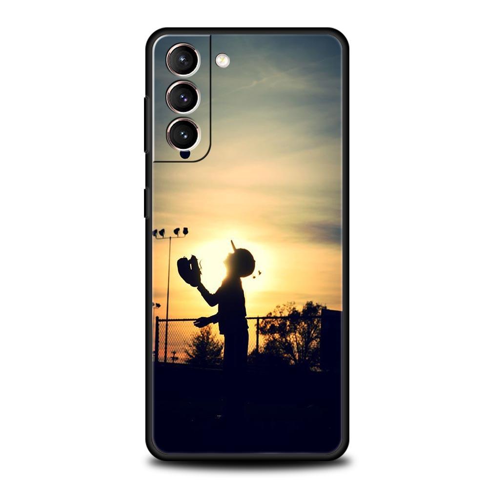 Soft TPU Phone Case For Samsung Galaxy S25 S24 S23 S22 S21 Ultra S20 FE 5G S10 S10E Plus Baseball Black Cover