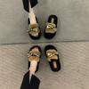 Fashion Shoes Home Slippers Women's Platform Winter Footwear Pantofle Fur Flip Flops Slides Beige Heeled Sandals Massage 2025 Plush