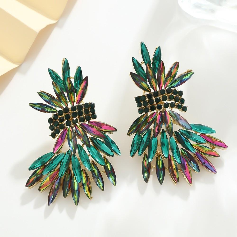 Exaggerated Wing Earrings Shaped Like Leaves Crystal Earrings Wheat Drop Earrings  Gift for Women