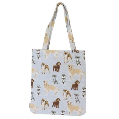 Friends Hill Toridori Gallery Gussetless Tote Bag, Many Dog, Gray, BW-103-333