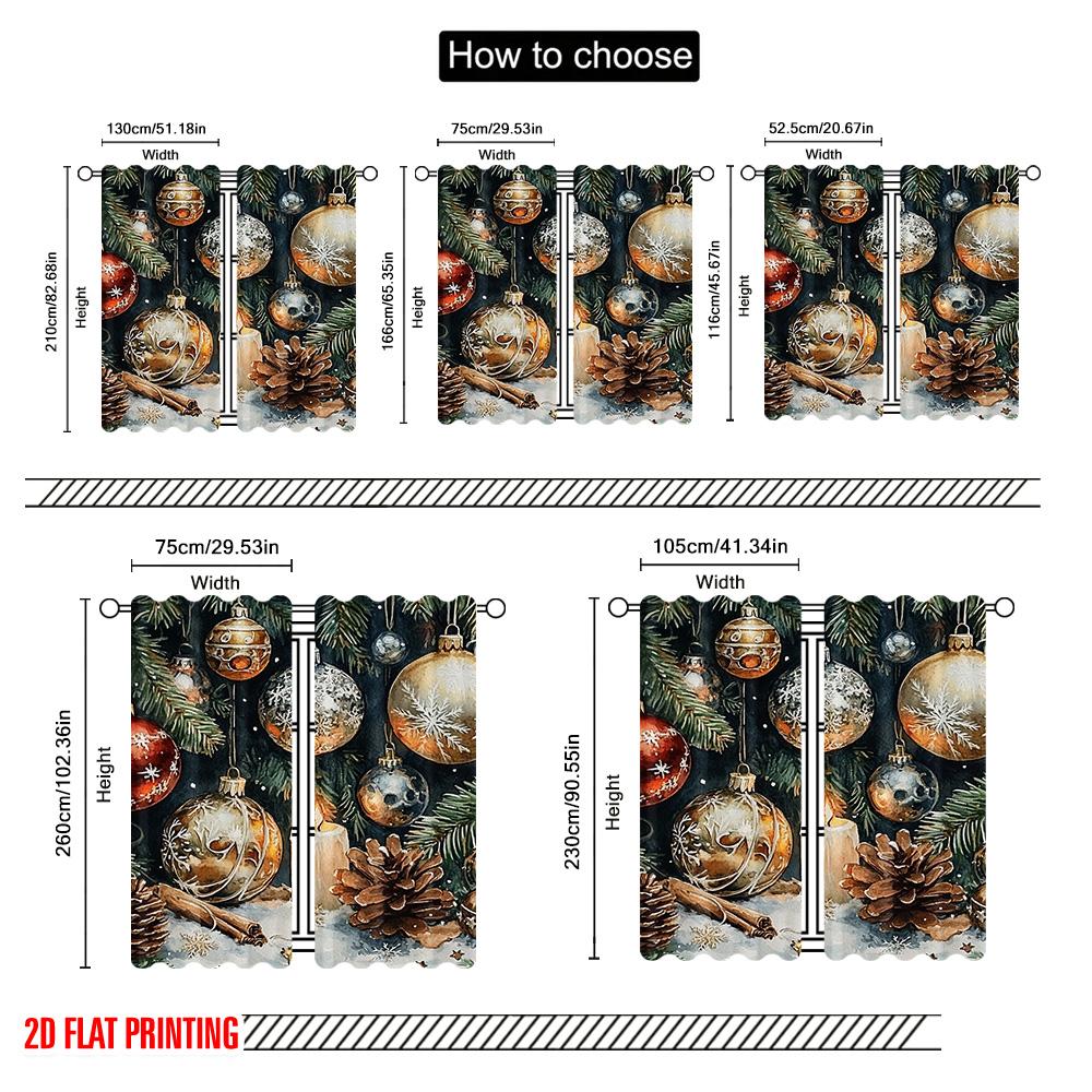 2pcs 2D Flat Printing Merry Christmas Popular Window Drapes Creative Christmas Dream Versatile 100% Polyester Without