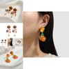 Fashionable Halloween Pumpkin And Skull Earrings With Eye-catching Zircon Details For Ladies