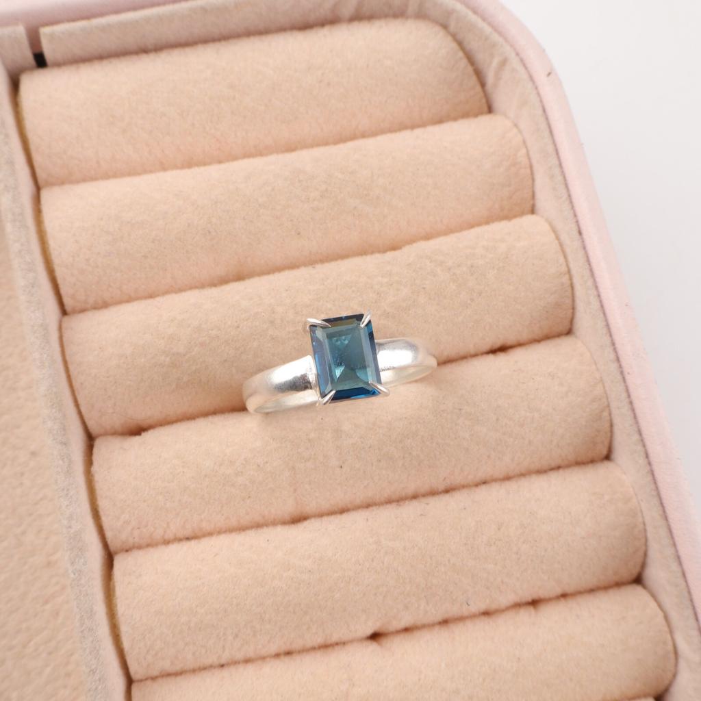 Natural London Blue Topaz Gemstone 925Sterling Silver Jewelry Handmade Boho Ring RR-30-1