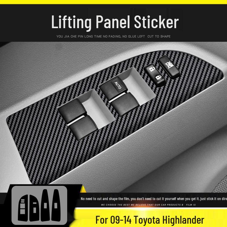 Carbon Fiber Anti-Kick Center Console Sticker for 09-21 Toyota Highlander Interior Decoration