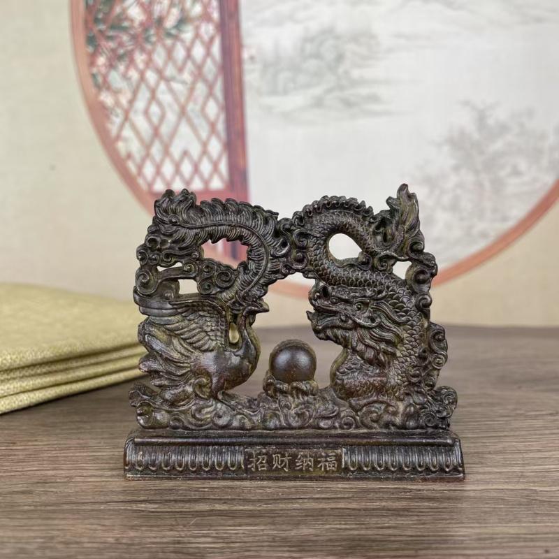 Drago e Fenice Antichi Auspiciosi Decorazione per la Casa Stile Cinese Decorazione per Soggiorno Ingresso Ornamento da Scrivania G