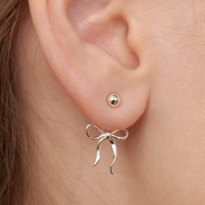 TATIANA (925 Silver) French Ribbon Tie Ear Jacket Earrings EC3083