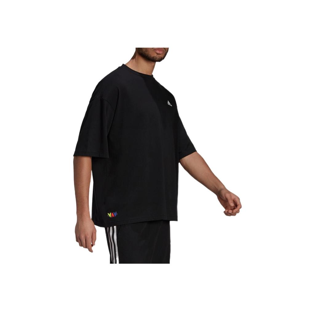 Adidas Logo Breathable Solid Color Casual Sport Short Sleeve T-Shirt Men Tops Black H61130
