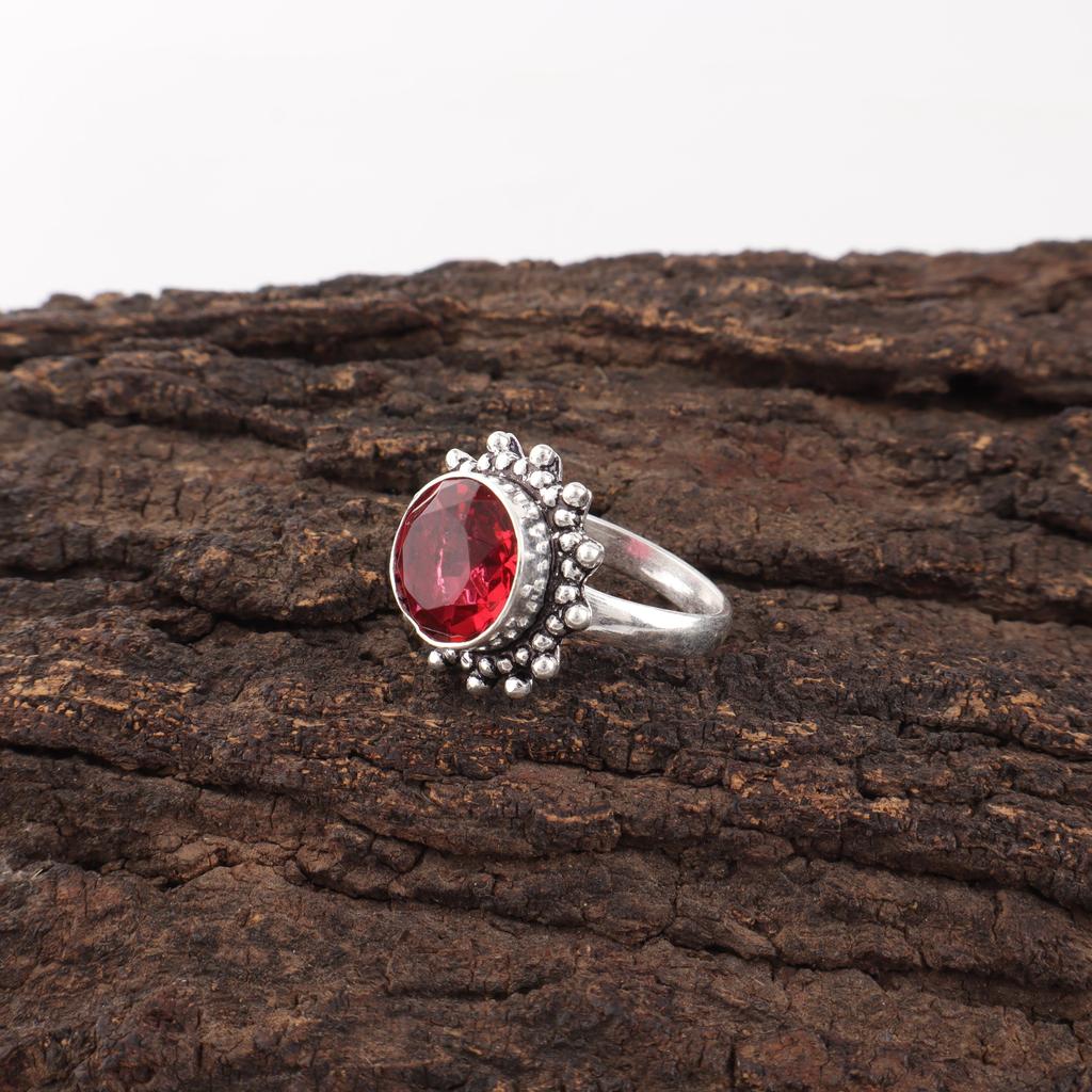 Pink Rubellite Gemstone Jewelry, 925 Sterling Silver Ring, Handmade Charming Ring, Bohemian Rubellite Ring For Grandma Gift