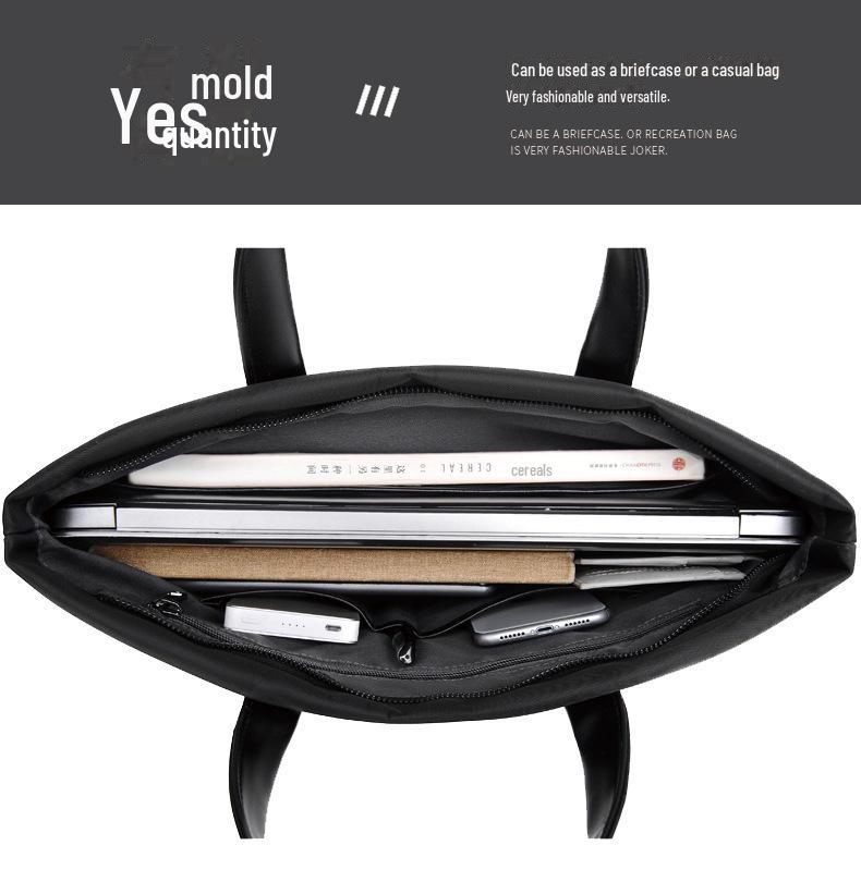 Men's & Women's Waterproof Oxford Cloth Briefcase: Casual Handheld Bag for Documents or Laptop, Ideal for Commuting or Conferences.