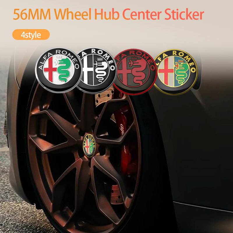 FKZLV1 56mm Car Wheel Center Hub Cap Badge Logo Emblem Decal Wheel Sticker For Alfa Romeo Giulietta 159 147 156 166 Mito Giulia GT