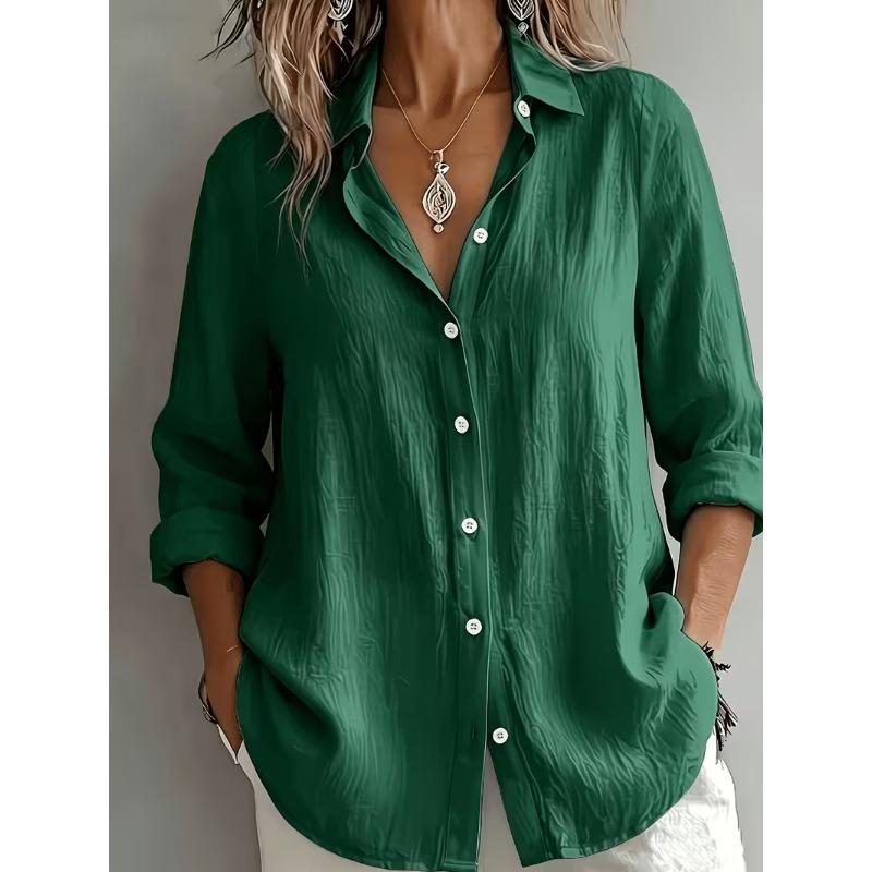 Ladies Printed Long Sleeve Shirt Fashion Lapel Casual Daily Women Tops