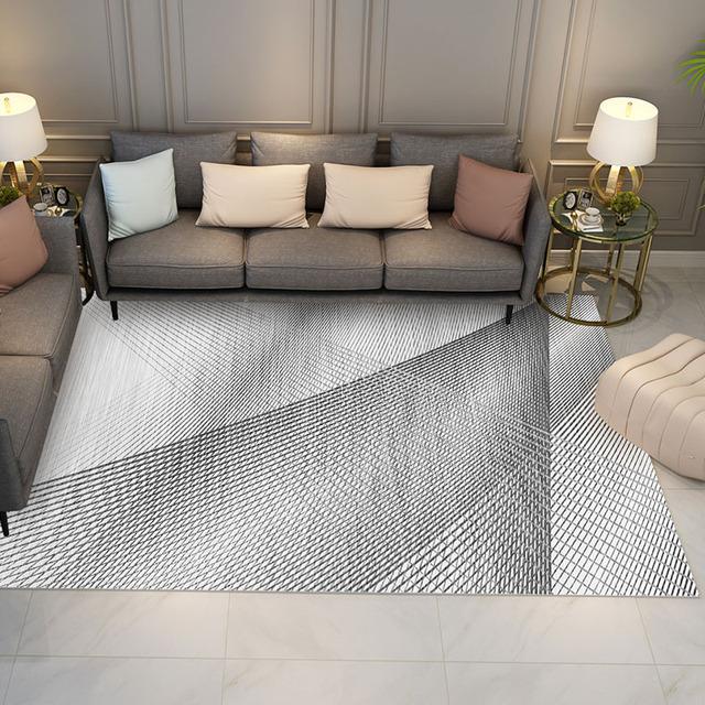 New Living Room Geometric Lines Carpet Printed Carpet Living Room Minimalist Coffee Table Carpet Bedroom Decoration Carpet