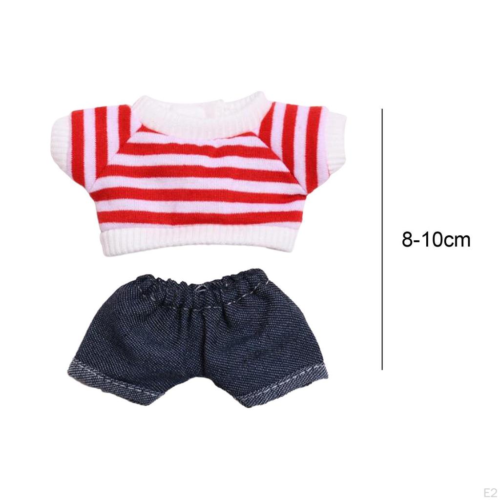 2 Pack Mini Doll Apparel for 6 Inch Dolls, Striped Shorts and Top Set