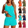 Zweiteiliges Tankini-Badeanzug-Set für Damen mit Tanktop und integrierter Badeshorts, gepolsterter Badeanzug, sportlicher Badeanzug für Strand und Pool