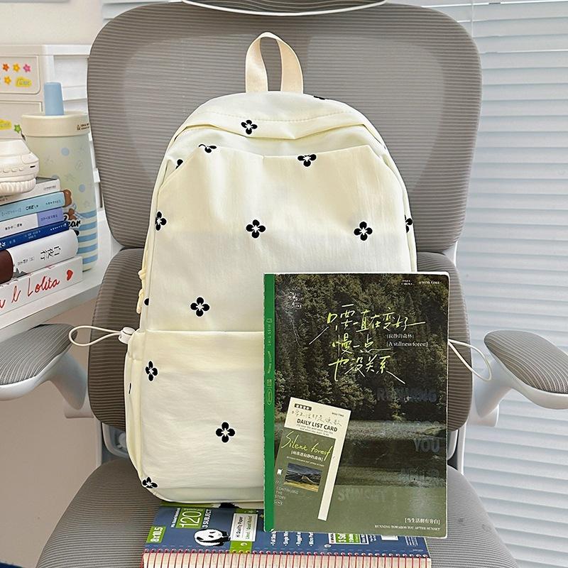 Schoolbag Japanese Ins Fresh Embroidery Backpack Female Large Capacity Junior High School Student School Bag Leisure Travel Commuter Backpack