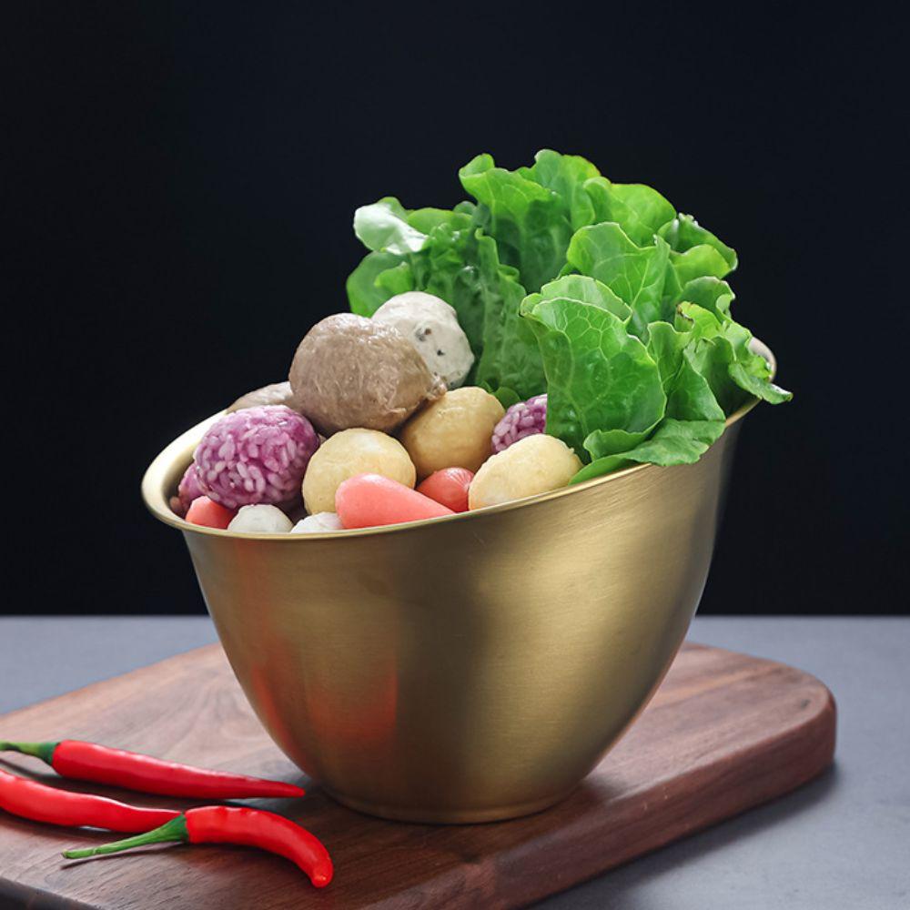 3Pcs Oblique Lettuce Bowl Stainless Steel Meal Prep Bowl Multifunctional Soup Serving Basin  Hotpot