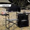 Portable Outdoor Camping Kitchen: Folding Stand with Grill, Fire Pit, and Tea Boiler for Mountain Adventures