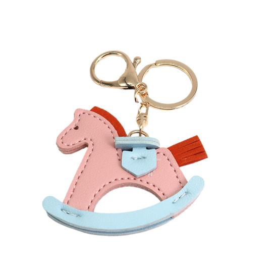Keychain Imitation Leather Shaking Horse Design Key Chain Pendant Lightweight Key Holder