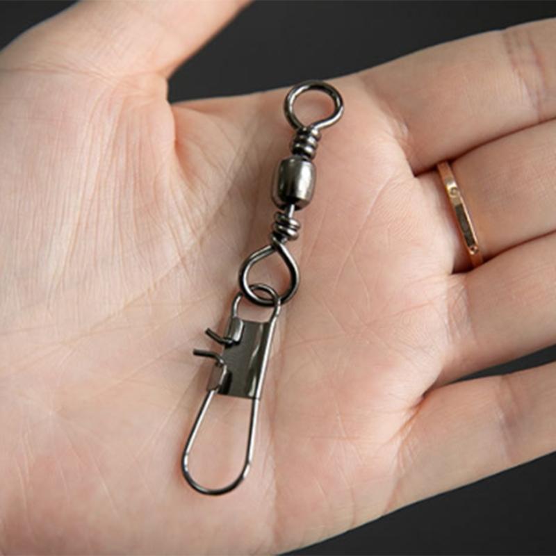 100Pcs Fishing Line Hook Connectors Round Bearing Swivels Fishing Snap Fishing Swivels Fishing Swivels with Locking Snap