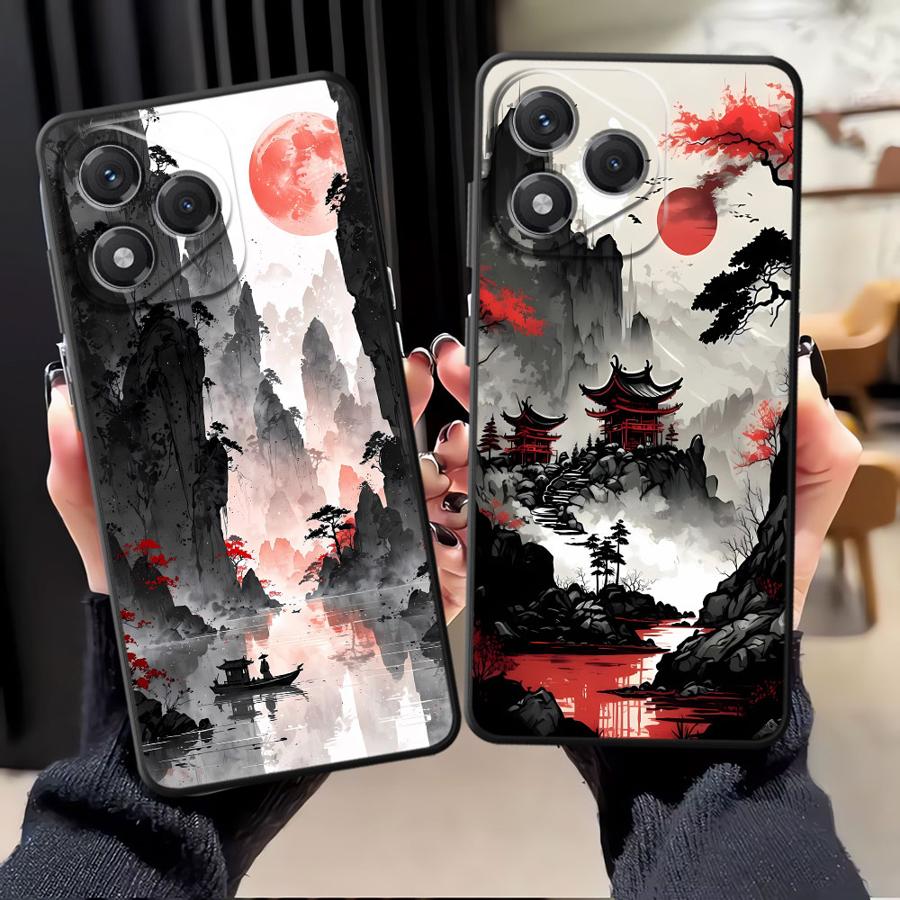 Funda Phone Cover Case for Honor X5b X6 200 400 Lite 70 X9a 90 8X X7 X8 Magic5Lite Ink Art Print Japanese Landscape Mountain